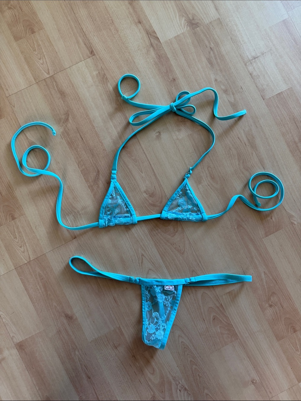 Wicked Temptations Baby Blue Micro Lace Bikini Set